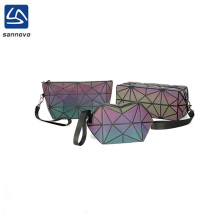 Pvc small cosmetic bag three-piece geometric rhombic lady luminous laser clutch bag